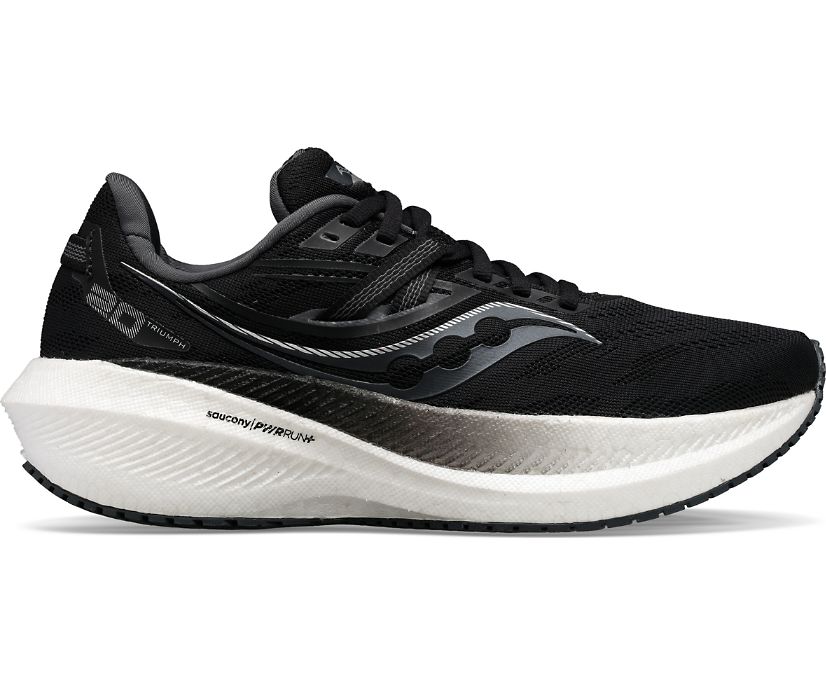 Men\'s Saucony Triumph 20 Wide Running Shoes Black White | UK-30615