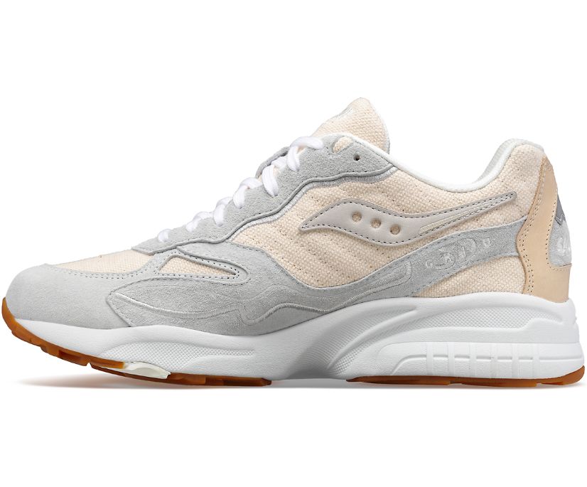 Women's Saucony 3d Grid Hurricane Blank Canvas Sneakers Beige White | UK-01376