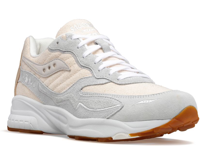 Women's Saucony 3d Grid Hurricane Blank Canvas Sneakers Beige White | UK-04386