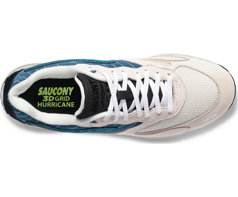 Women's Saucony 3d Grid Hurricane Premium Sneakers Cream Blue | UK-45189