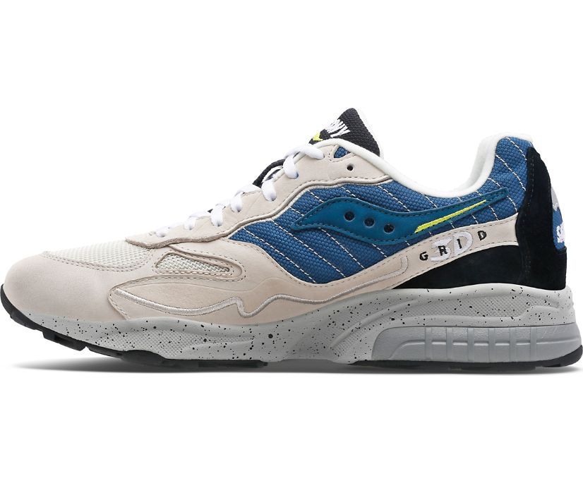 Women's Saucony 3d Grid Hurricane Premium Sneakers Cream Blue | UK-52768