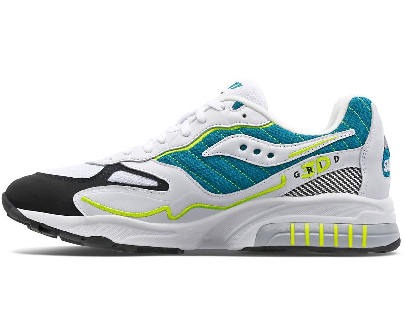 Women's Saucony 3d Grid Hurricane Sneakers White Green | UK-43589