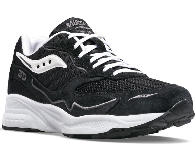 Women's Saucony 3d Grid Hurricane Sneakers Black White | UK-67389