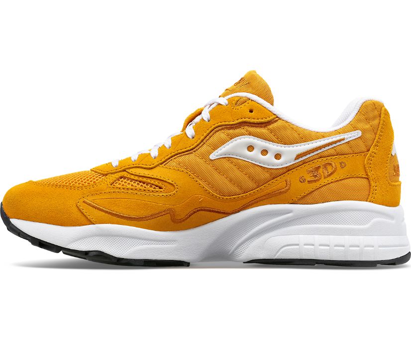 Women's Saucony 3d Grid Hurricane Sneakers Mustard White | UK-79461