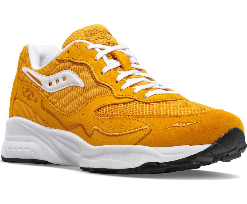 Women's Saucony 3d Grid Hurricane Sneakers Mustard White | UK-79461