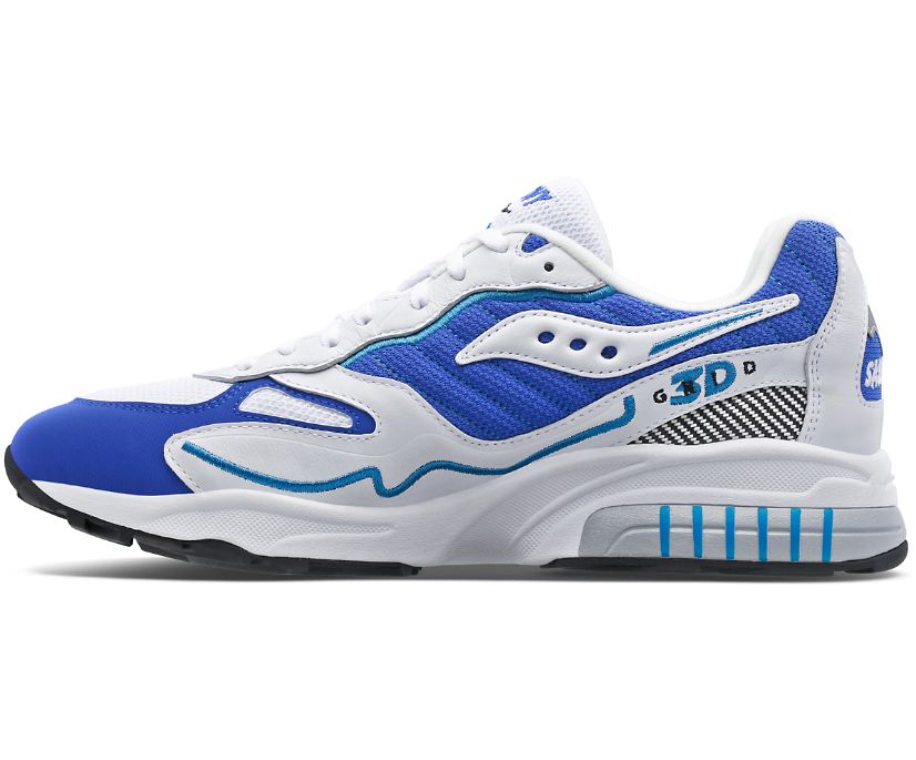 Women's Saucony 3d Grid Hurricane Sneakers White Royal | UK-80236