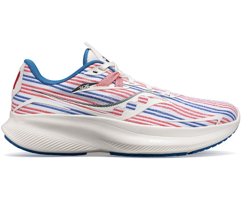 Women\'s Saucony Banner Ride 15 Running Shoes White Blue Red | UK-15279