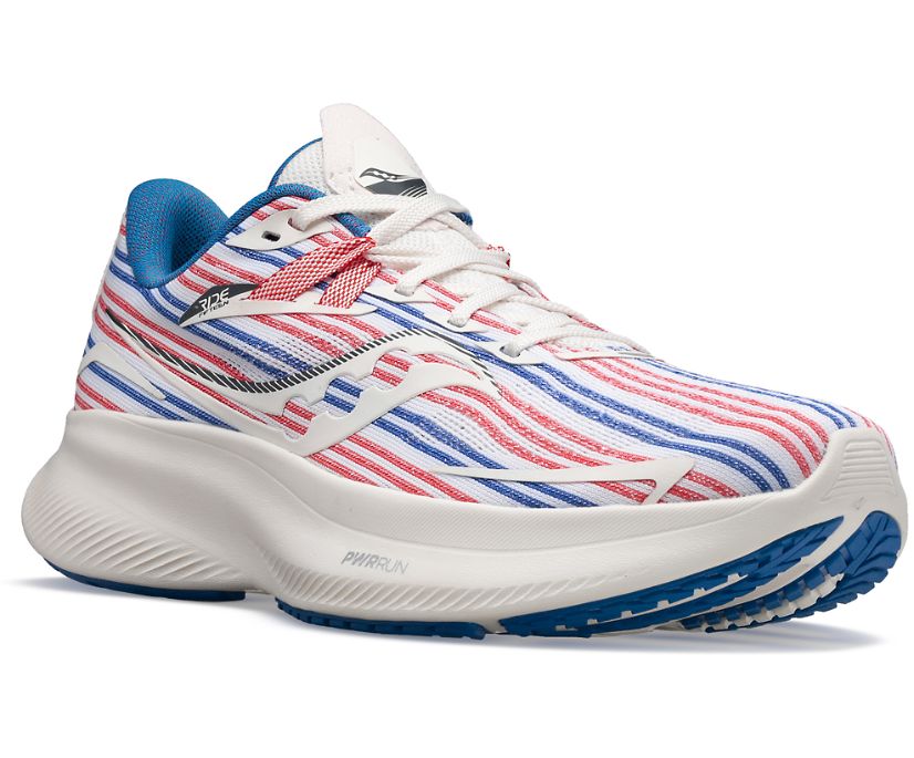 Women's Saucony Banner Ride 15 Walking Shoes White Blue Red | UK-72845