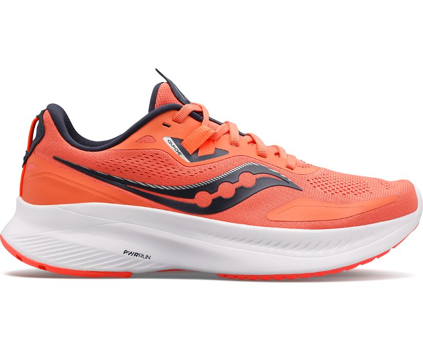 Women\'s Saucony Guide 15 Wide Walking Shoes Grey Orange | UK-06412