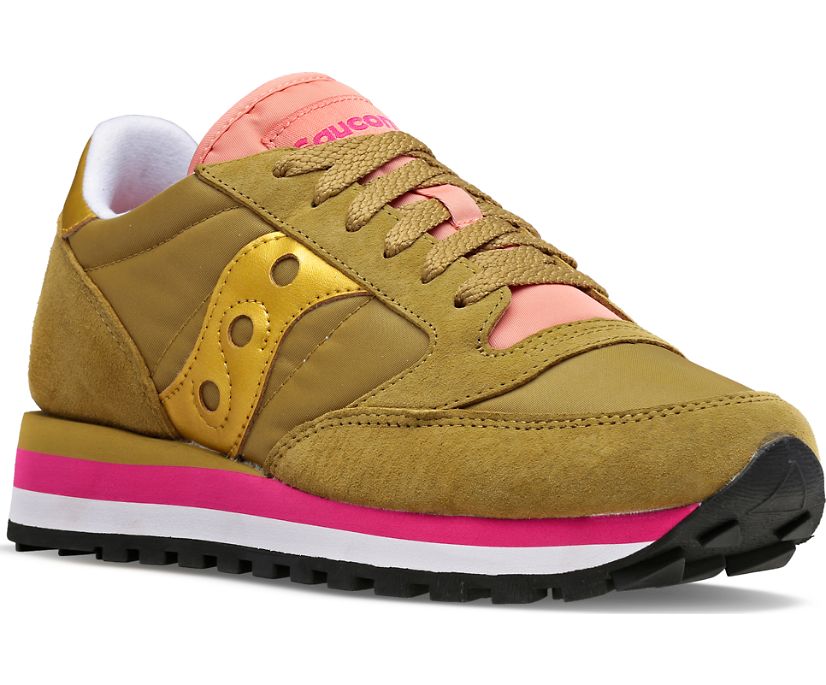 Women's Saucony Jazz Triple Walking Shoes Olive Gold | UK-75810