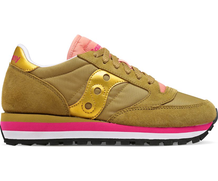 Women\'s Saucony Jazz Triple Walking Shoes Olive Gold | UK-75810