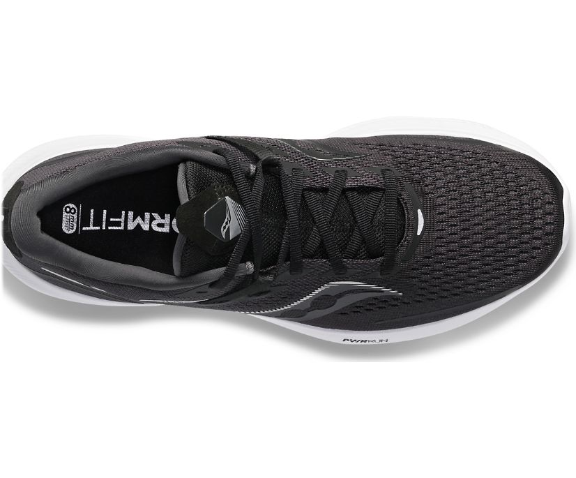 Women's Saucony Ride 15 Wide Running Shoes Black White | UK-37069