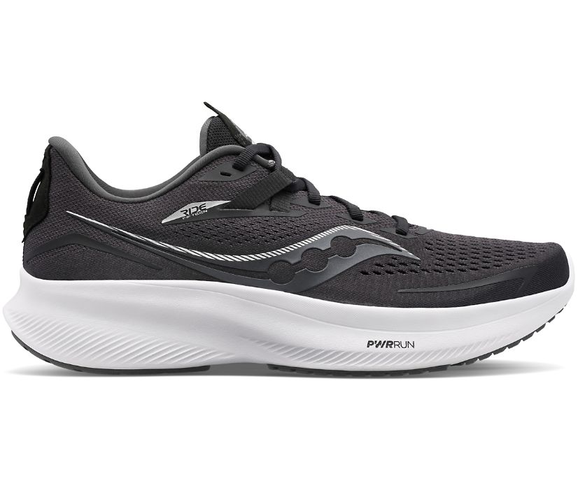 Women\'s Saucony Ride 15 Wide Running Shoes Black White | UK-37069