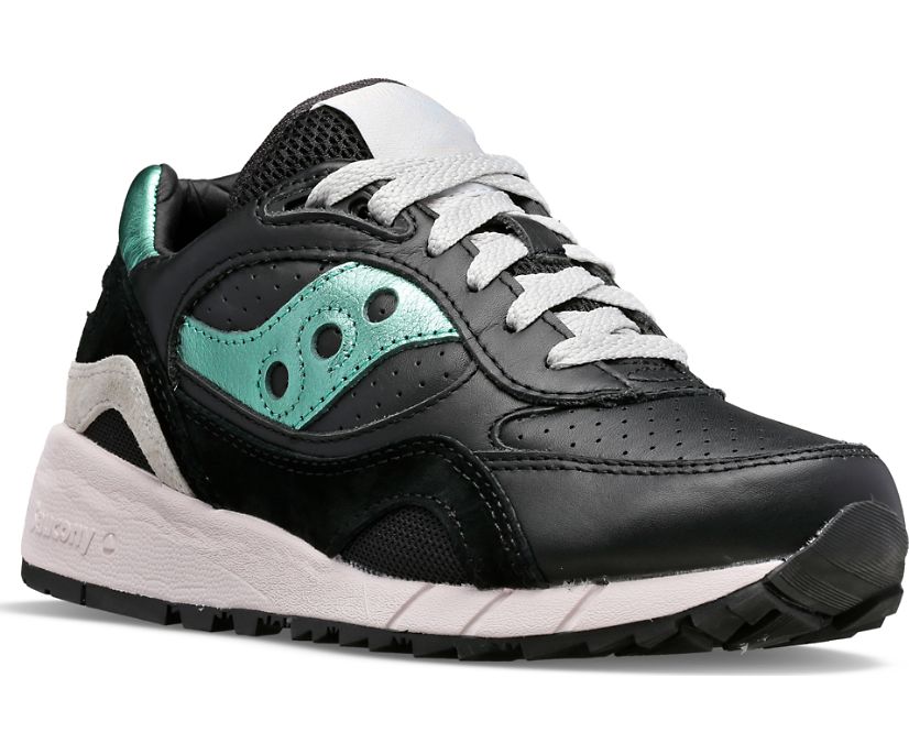 Women's Saucony Shadow 6000 Leather Sneakers Black Light Turquoise | UK-17032