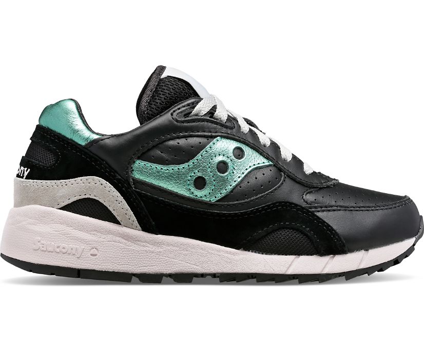 Women\'s Saucony Shadow 6000 Leather Sneakers Black Light Turquoise | UK-17032