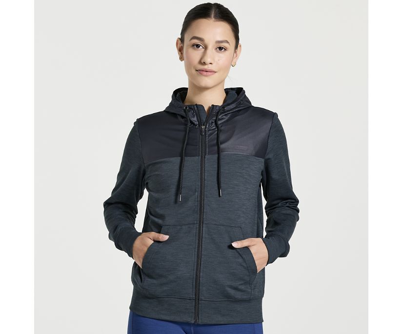 Women\'s Saucony Solstice Zip Hoody Black | UK-03428