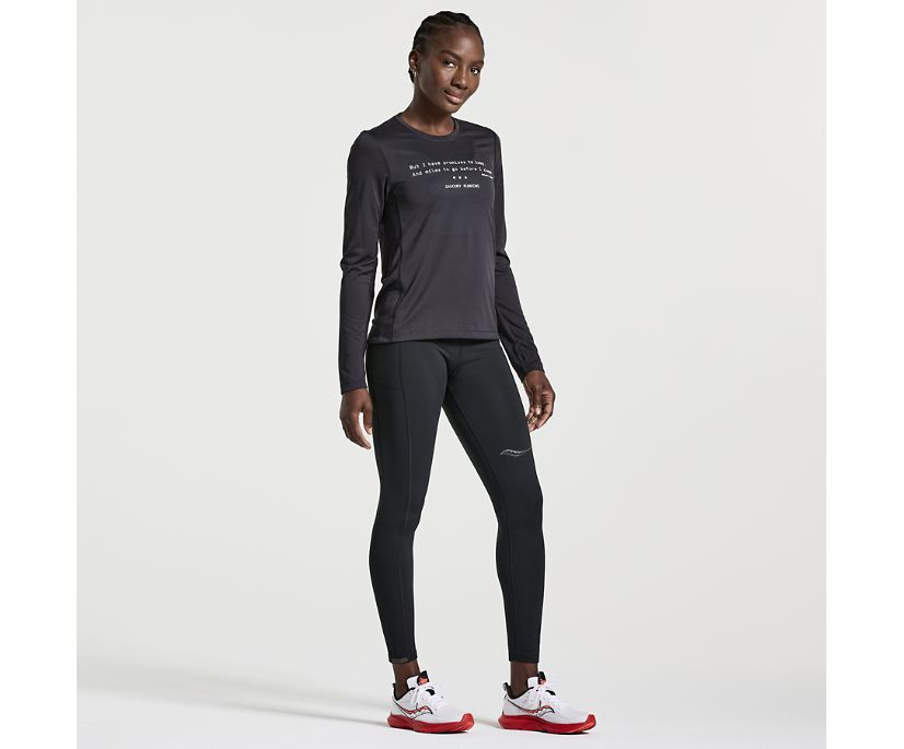 Women's Saucony Stopwatch Graphic Long Sleeve Black | UK-39067