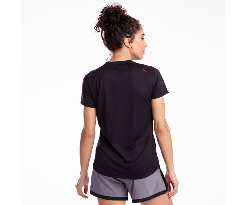 Women's Saucony Stopwatch Short Sleeve Black | UK-03621