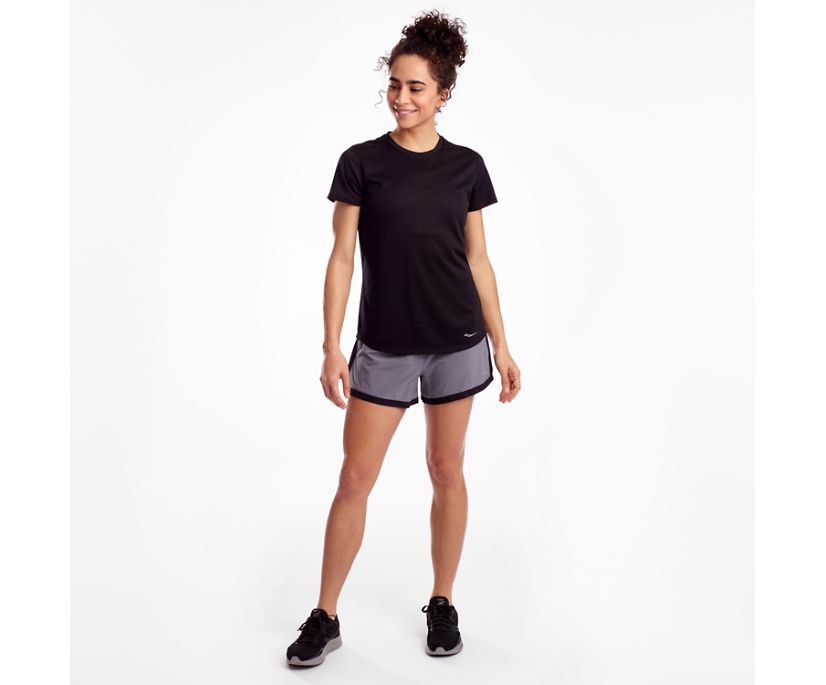 Women's Saucony Stopwatch Short Sleeve Black | UK-03621