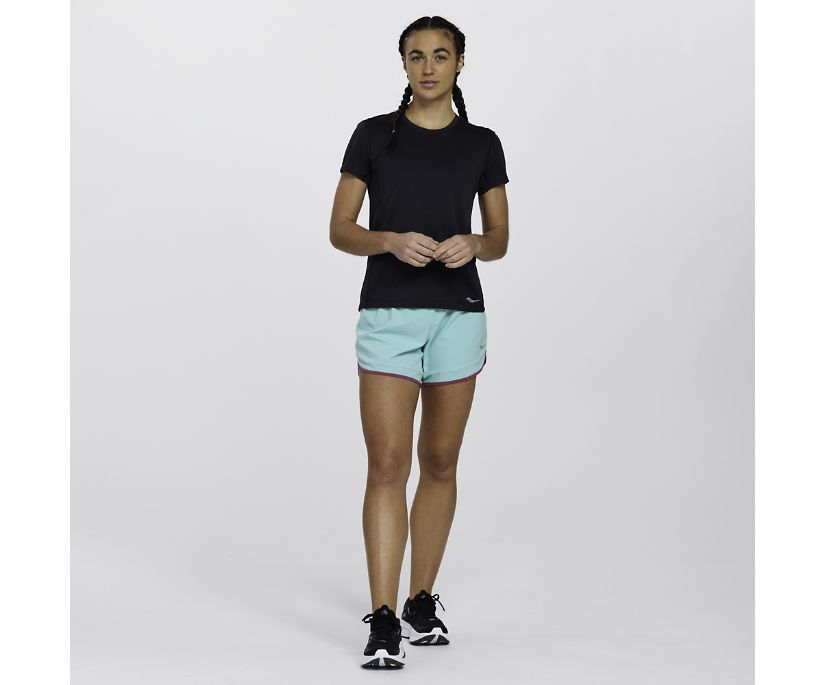 Women's Saucony Stopwatch Short Sleeve Black | UK-04567