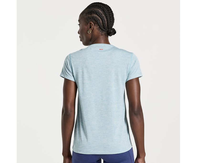 Women's Saucony Stopwatch Short Sleeve Blue | UK-78642