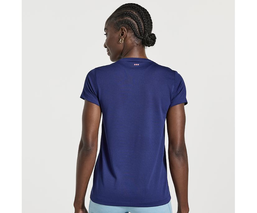 Women's Saucony Stopwatch Short Sleeve Blue | UK-96725