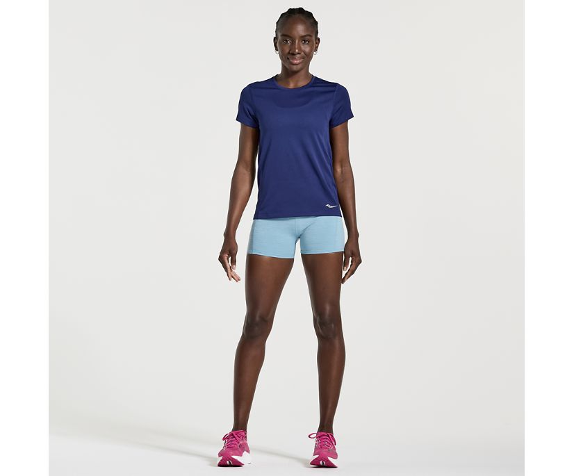 Women's Saucony Stopwatch Short Sleeve Blue | UK-96725