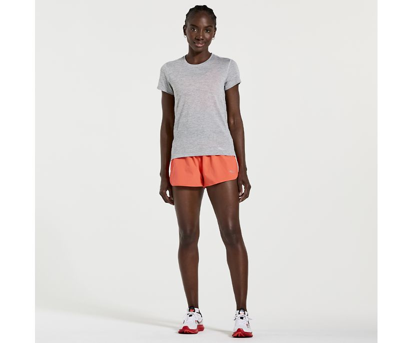 Women's Saucony Stopwatch Short Sleeve Light Grey | UK-48925