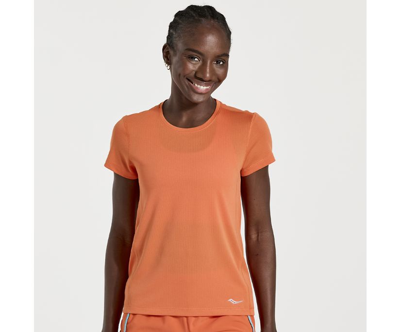 Women\'s Saucony Stopwatch Short Sleeve Orange | UK-73856