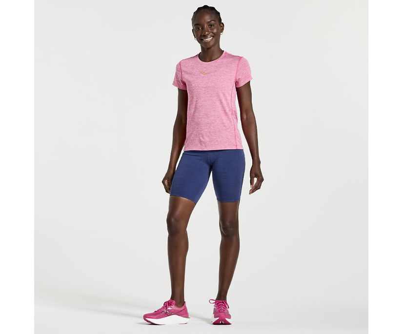 Women's Saucony Stopwatch Short Sleeve Pink | UK-28765