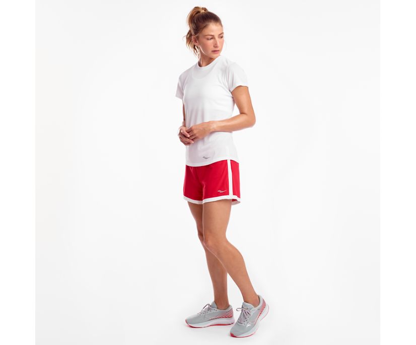 Women's Saucony Stopwatch Short Sleeve White | UK-47250