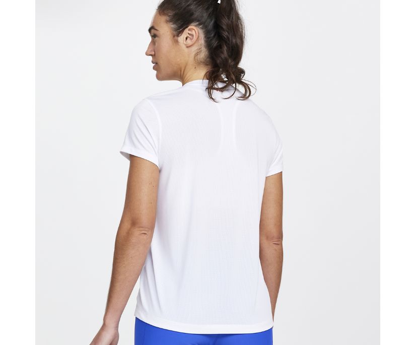 Women's Saucony Stopwatch Short Sleeve White | UK-48079