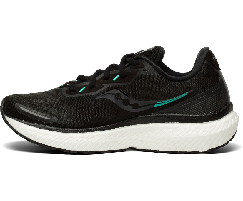 Women's Saucony Triumph 19 Walking Shoes Black White | UK-06437