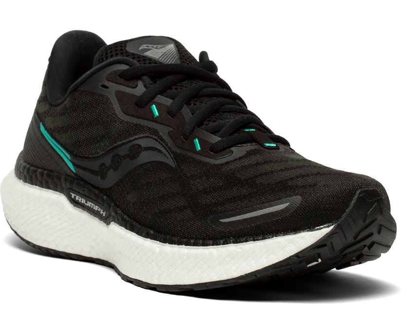 Women's Saucony Triumph 19 Walking Shoes Black White | UK-06437