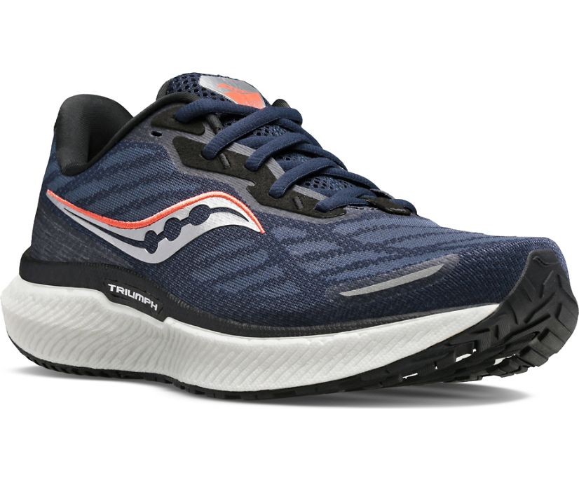 Women's Saucony Triumph 19 Walking Shoes Navy Silver | UK-49013