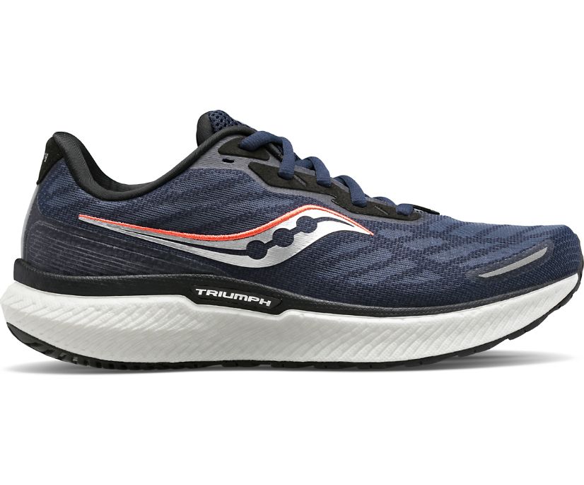 Women\'s Saucony Triumph 19 Walking Shoes Navy Silver | UK-49013