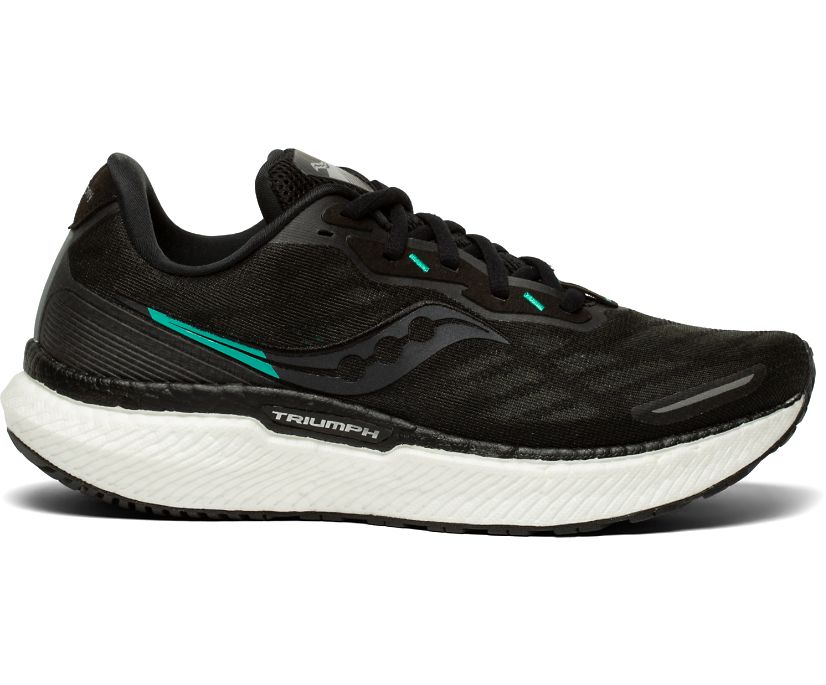 Women\'s Saucony Triumph 19 Wide Running Shoes Black White | UK-13025