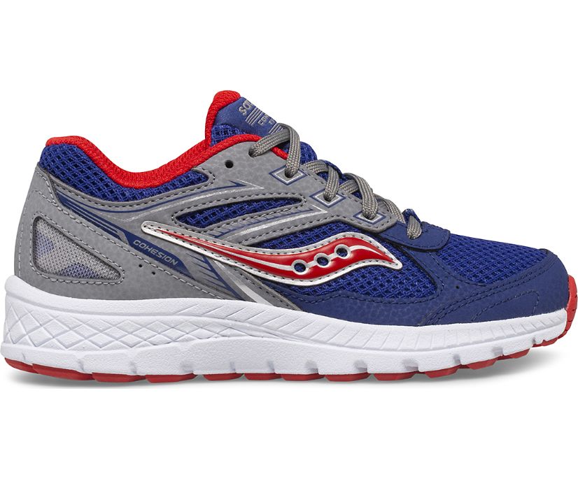 Kids' Saucony Big Cohesion 14 Lace Sneaker Running Shoes Navy Red | UK-42609