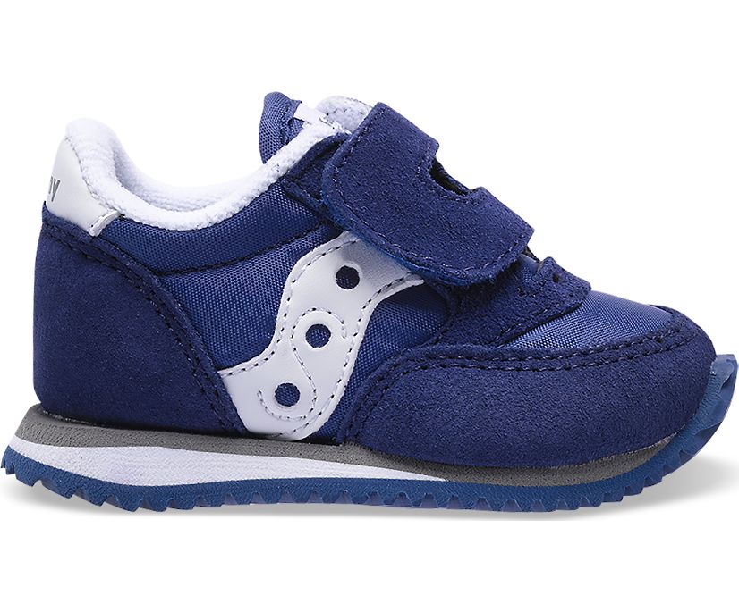 Kids' Saucony Big Jazz Hook & Loop Sneaker Running Shoes Navy / White | UK-64518