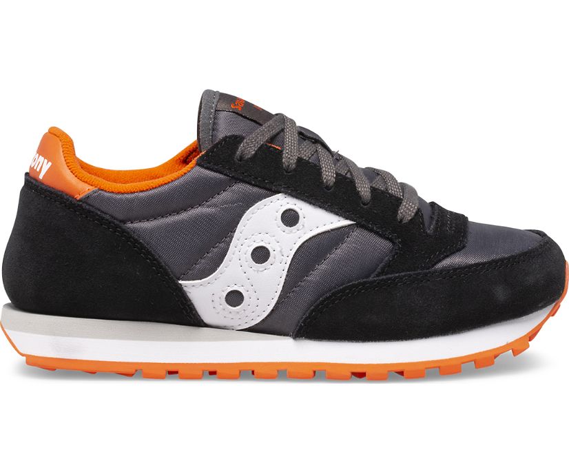 Kids' Saucony Big Jazz Original Sneaker Running Shoes Black Grey Orange | UK-01243