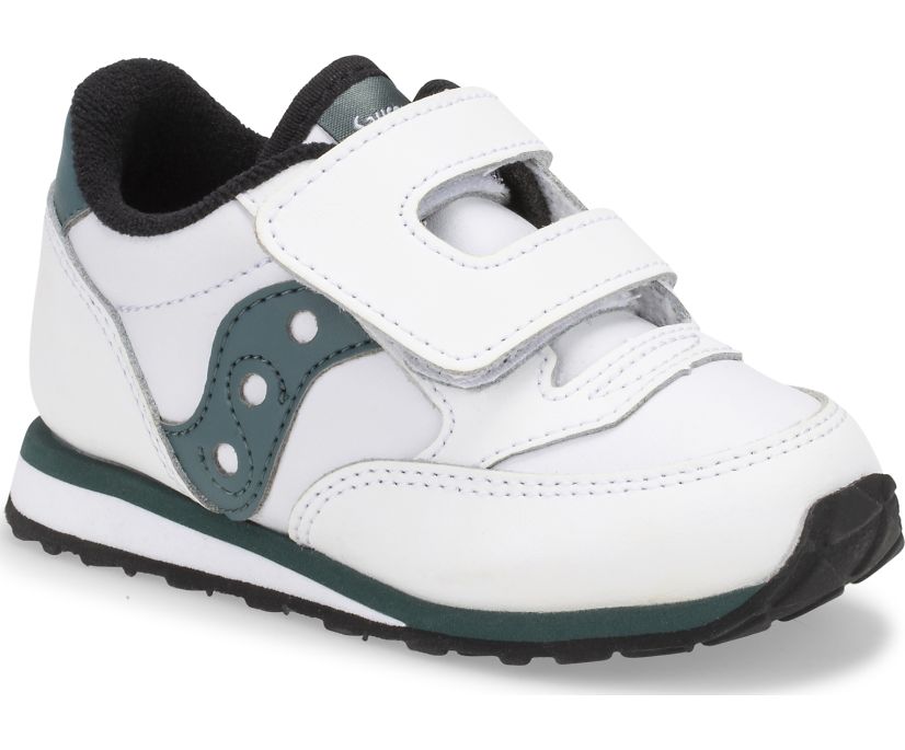 Kids' Saucony Jazz Hook & Loop Sneaker Running Shoes White Green | UK-18432