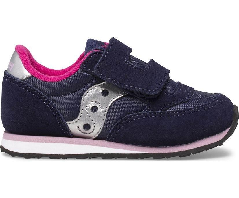 Kids' Saucony Jazz Hook & Loop Sneaker Running Shoes Navy Pink | UK-60913