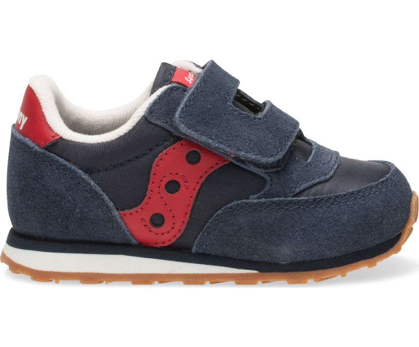 Kids' Saucony Jazz Hook & Loop Sneaker Running Shoes Navy / Red | UK-80675