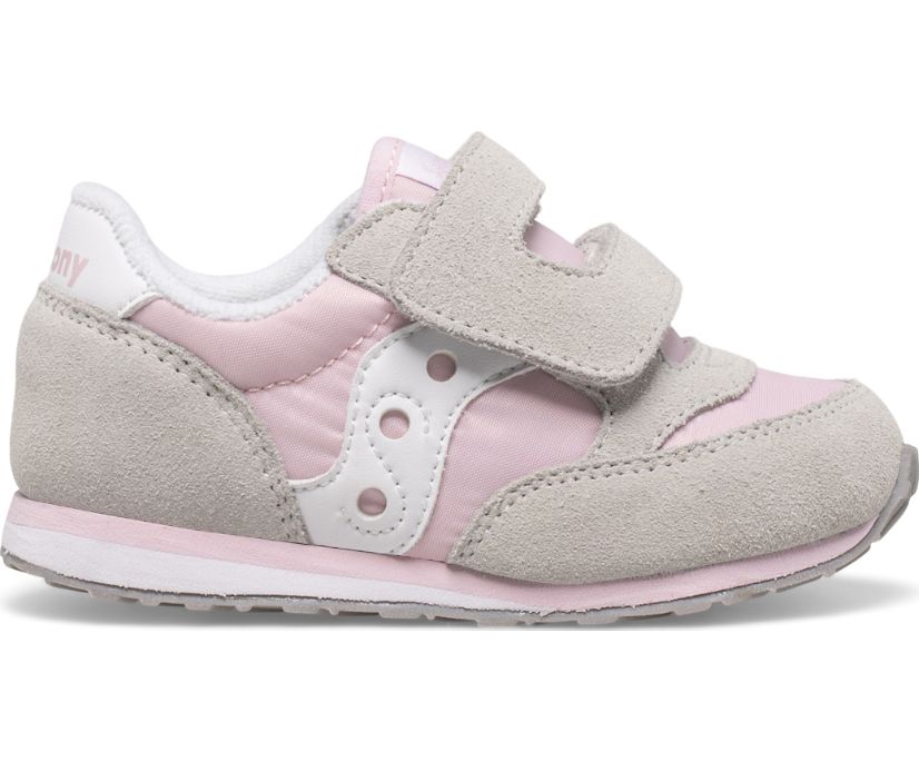 Kids' Saucony Jazz Hook & Loop Sneaker Running Shoes Grey Pink White | UK-83465