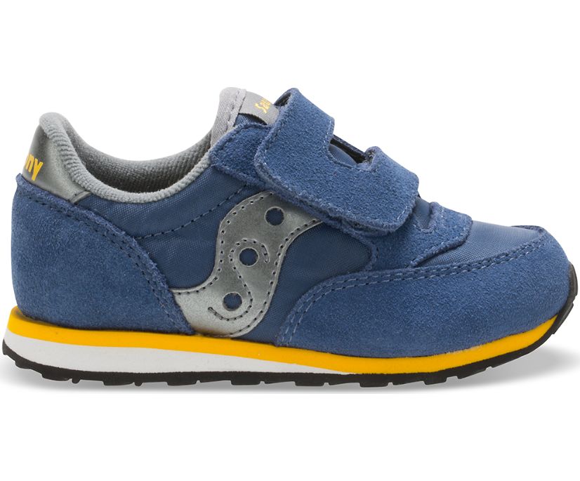 Kids' Saucony Jazz Hook & Loop Sneaker Running Shoes Blue Grey | UK-83704