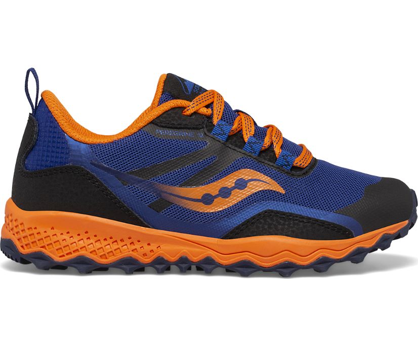 Kids' Saucony Peregrine 12 Shield Sneaker Running Shoes Navy Orange | UK-54698