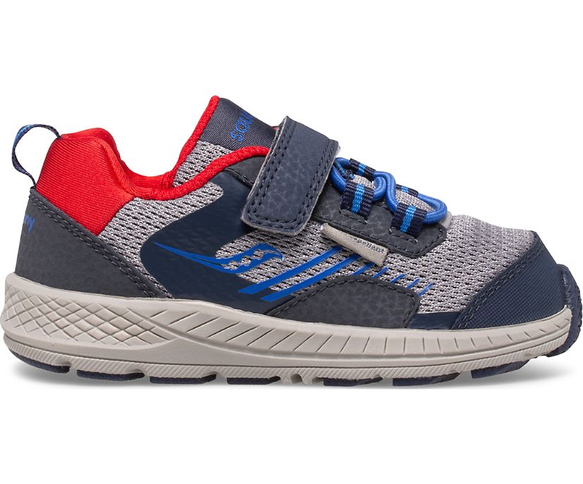 Kids' Saucony Wind Shield A/C Jr. Sneaker Running Shoes Navy Grey Red | UK-89523