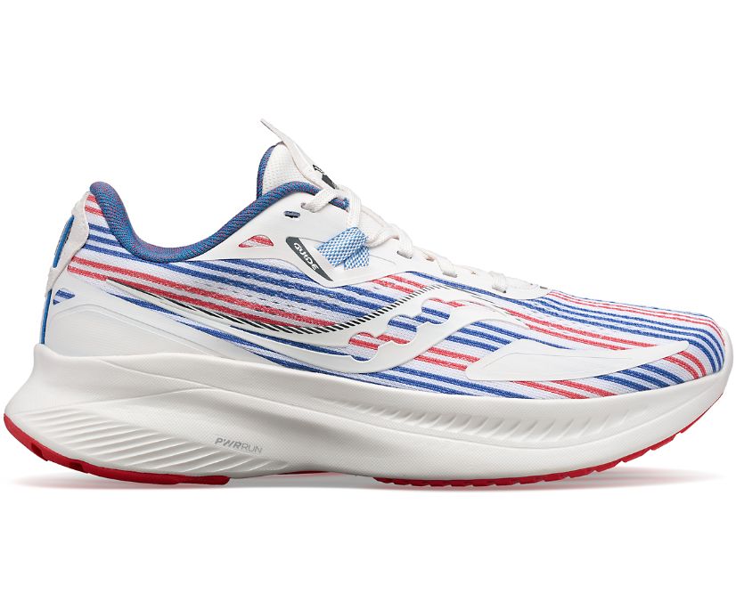 Men's Saucony Banner Guide 15 Running Shoes White Red Blue | UK-96523