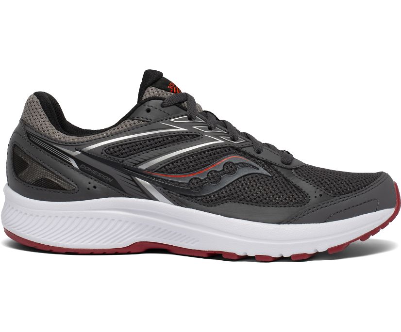 Men's Saucony Cohesion 14 Running Shoes Grey Red | UK-89364