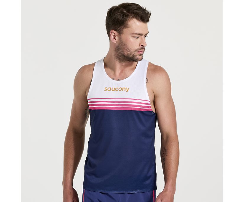 Men's Saucony Elite Singlet Blue | UK-14289